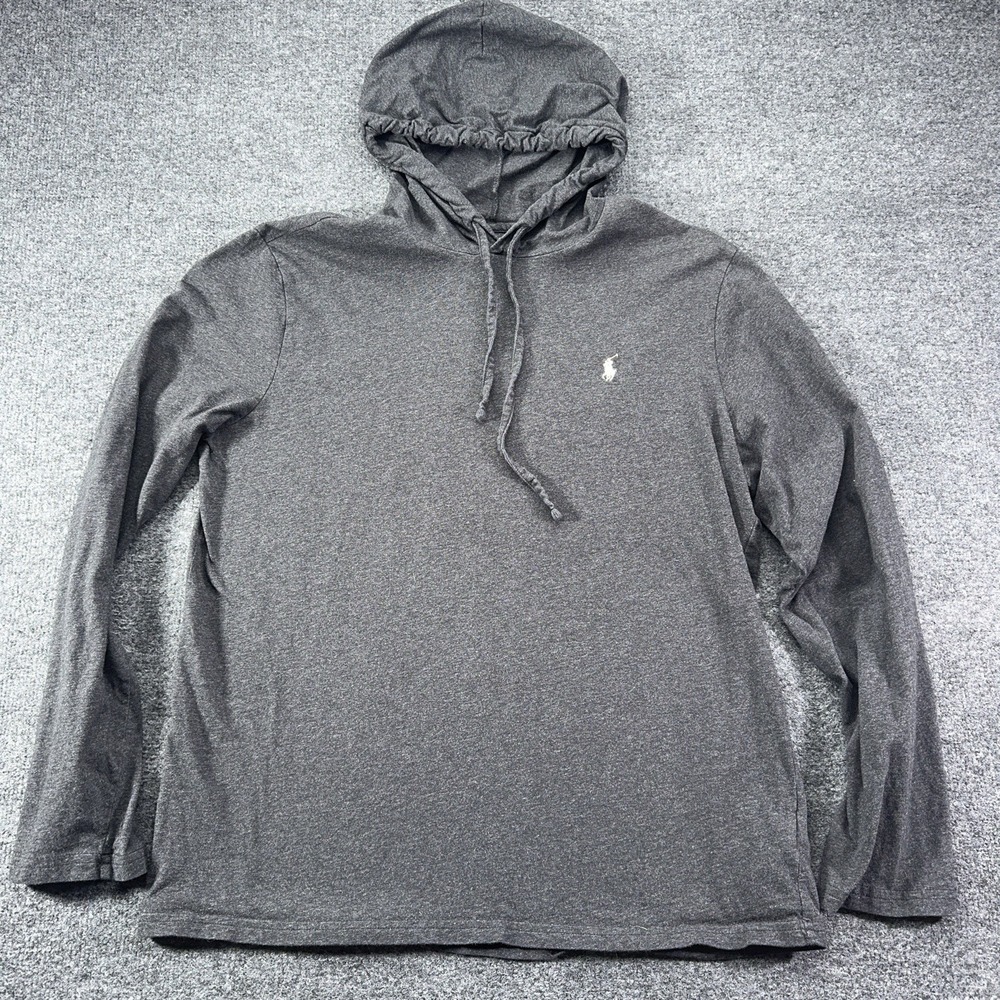 Polo Ralph‎ Lauren Long Sleeve Tee With Hood Gray Size Large EUC